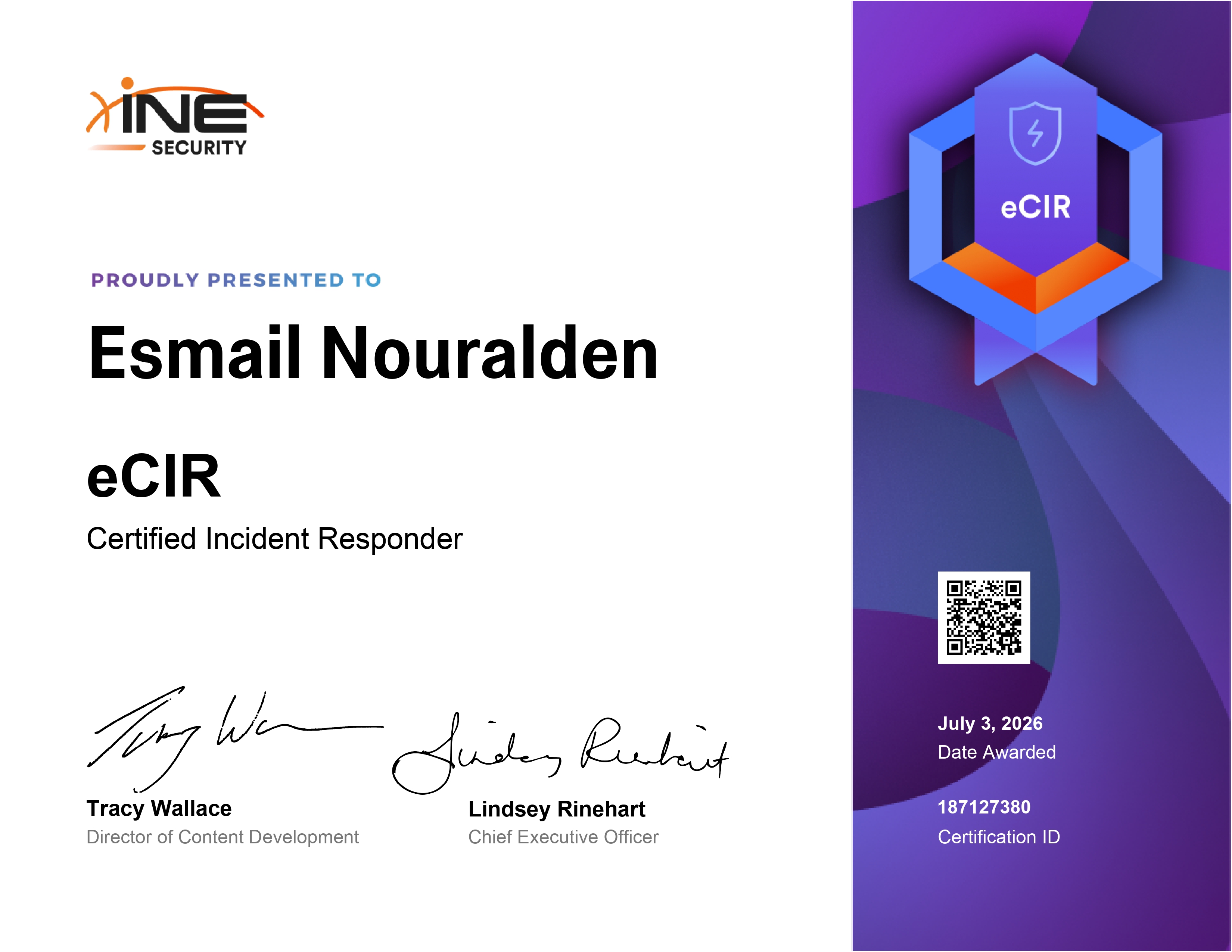 eCIR certificate